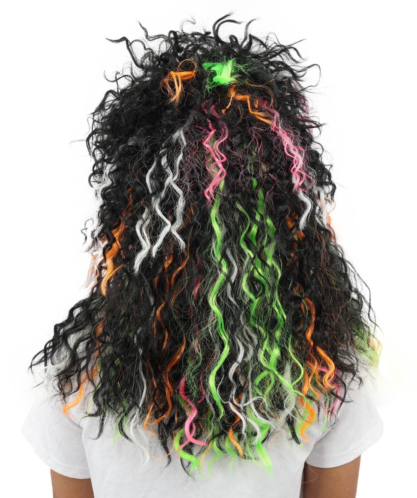 HPO Women's Wild Shaggy Rocker Wig | Multi-colored dark base, create of synthetic fiber, massive frizzy volume, breathable base | Party, Halloween, theater, drag, performance, costume events