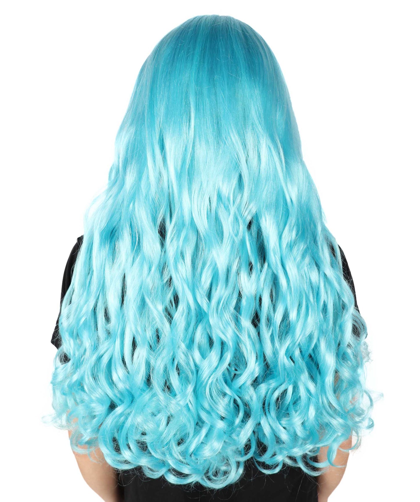 HPO Women's Multicolor Long Curly Wig with Fringe, Flame-retardant Synthetic Fiber