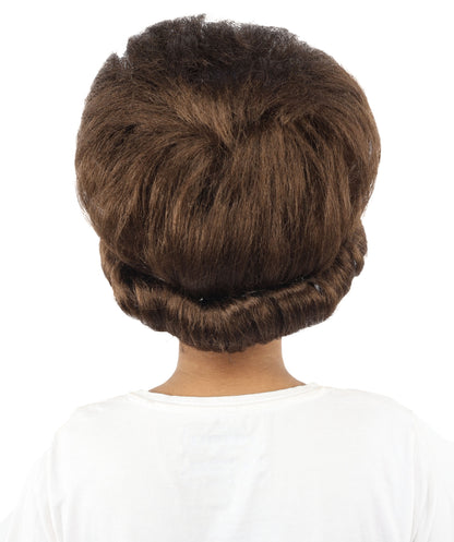 HPO Women's Voluminous Golden Blonde Grandma Wig | Medium Puffy Afro Style with Silver Texture, Synthetic Fiber & Adjustable Fit | Halloween, 100th Day of School, Theater & Funny Costume