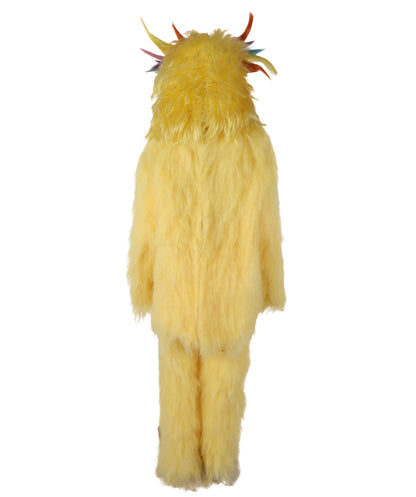 HPO Unisex Yellow Monster Mascot Costume, Mask and Bundle | Full Body Plush Furry Suit with Headpiece, Hands & Feet | Fun Cartoon Outfit for Halloween, Parades & Stage Performances