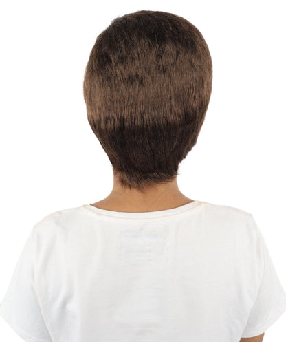 HPO Adult Women’s Short Black Wig | 10 Inch, Sleek and Smooth Bob Hairpiece | Ideal for Cosplay, Costume, and Themed Events