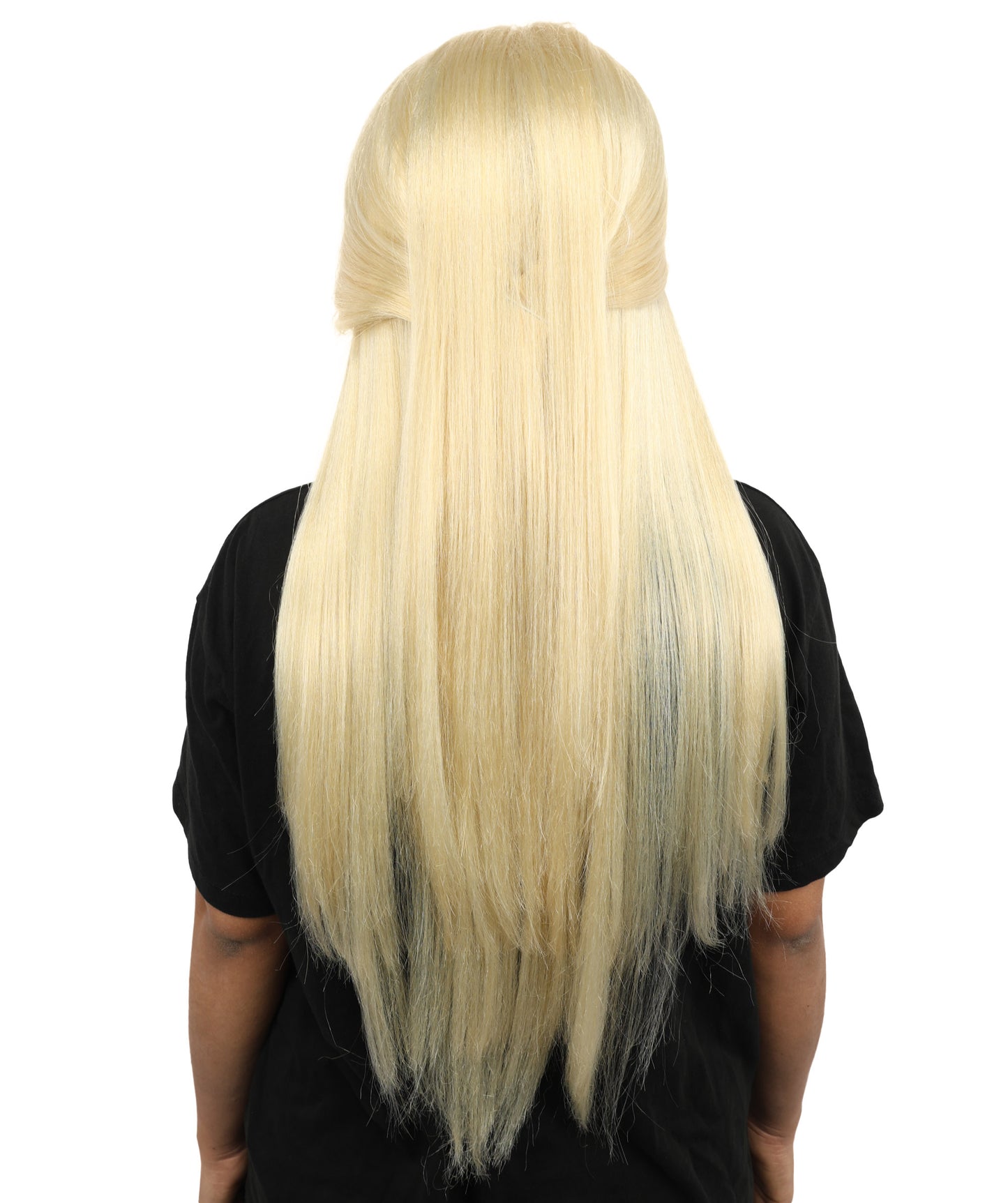 HPO Women's Deep Copper Plait Blonde Wig | 29-Inch Matte Synthetic Fiber, Heavy Single Braid Style, Center Part | Halloween, Carnival, Theater, Fantasy Events