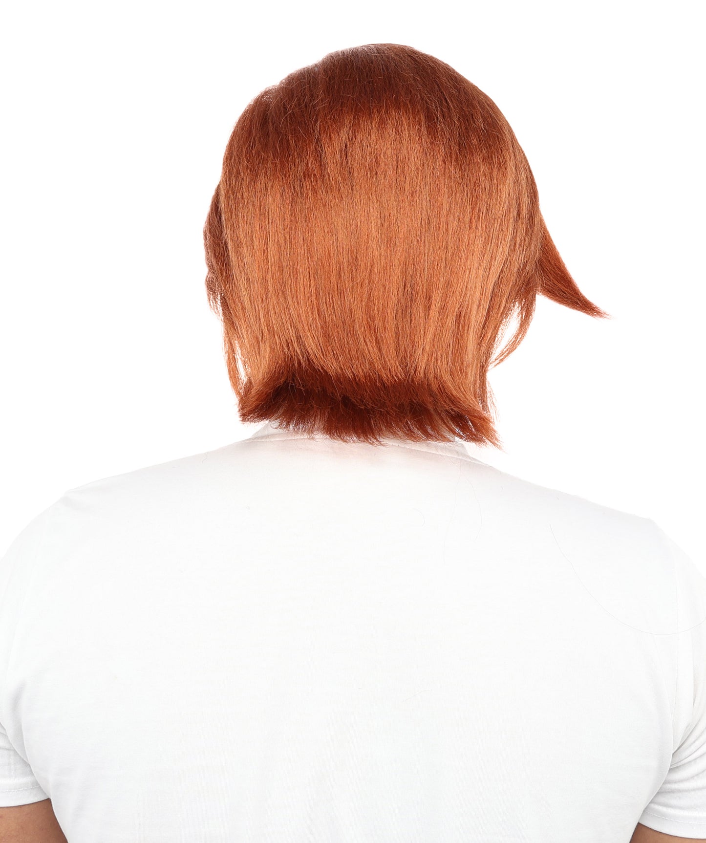 HPO Men’s Flame Radish Brown Short Wig with Side Fringe – 11” Auburn Synthetic Hair | Lightweight Capless Wig for Halloween, Cosplay, Stage & Dress-Up Events