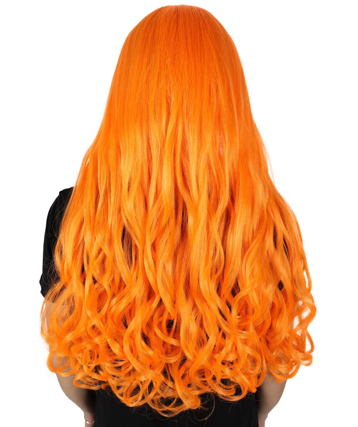 HPO Women's Multicolor Long Curly Wig with Fringe, Flame-retardant Synthetic Fiber