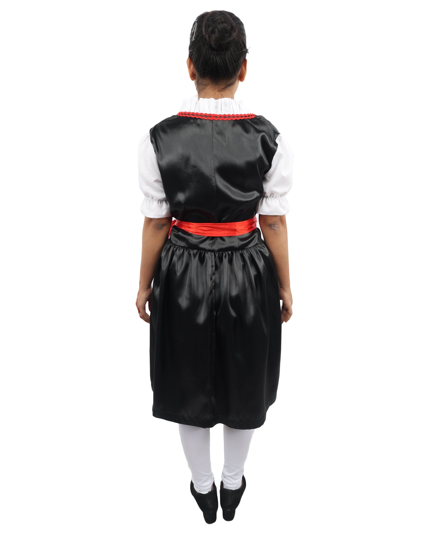 HPO Women’s Black & Red Traditional German Oktoberfest Costume – Classic Dirndl Dress