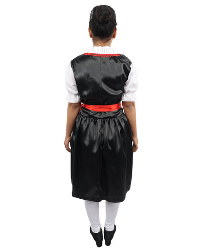 HPO Women’s Black & Red Traditional German Oktoberfest Costume – Classic Dirndl Dress