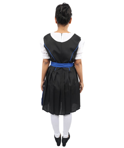 HPO Women's 3-Piece Black & Blue German Costume – Short Dress with Apron & Lace-Up Bodice
