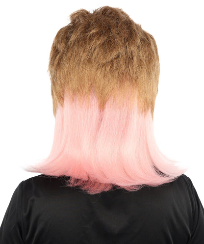 HPO Women's Brown And Pink Bob Wig | 14-Inch Celebrity-Inspired Hair | Ideal for Cosplay, Costume, and Themed Parties