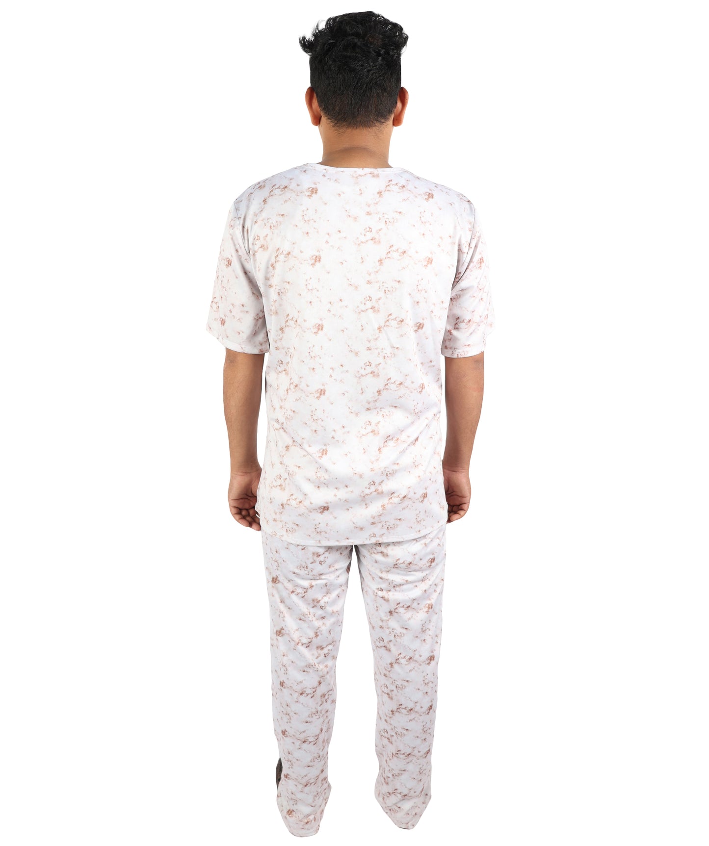 HPO Men's Asylum Inmate White Costume | Distressed State Penitentiary Jailbird Scrub Top and Trousers Combo | Halloween Horror Cosplay Theater Performance Wardrobe Piece