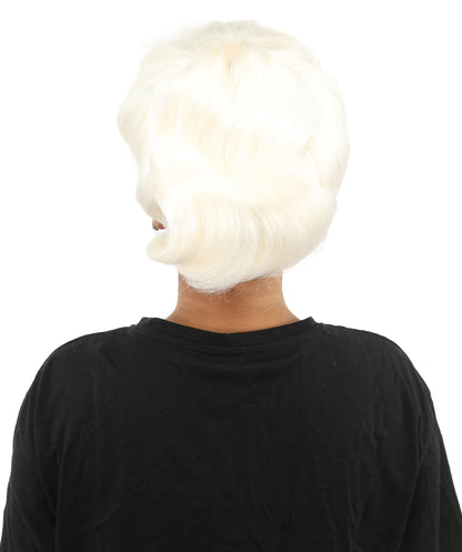 HPO Adult Women's Retro Pin-Up Wig | Multicolor Options, create of synthetic fiber, vintage curled bumper bangs with rolled back, breathable base | Party, Halloween, theater, drag, performance, costume events
