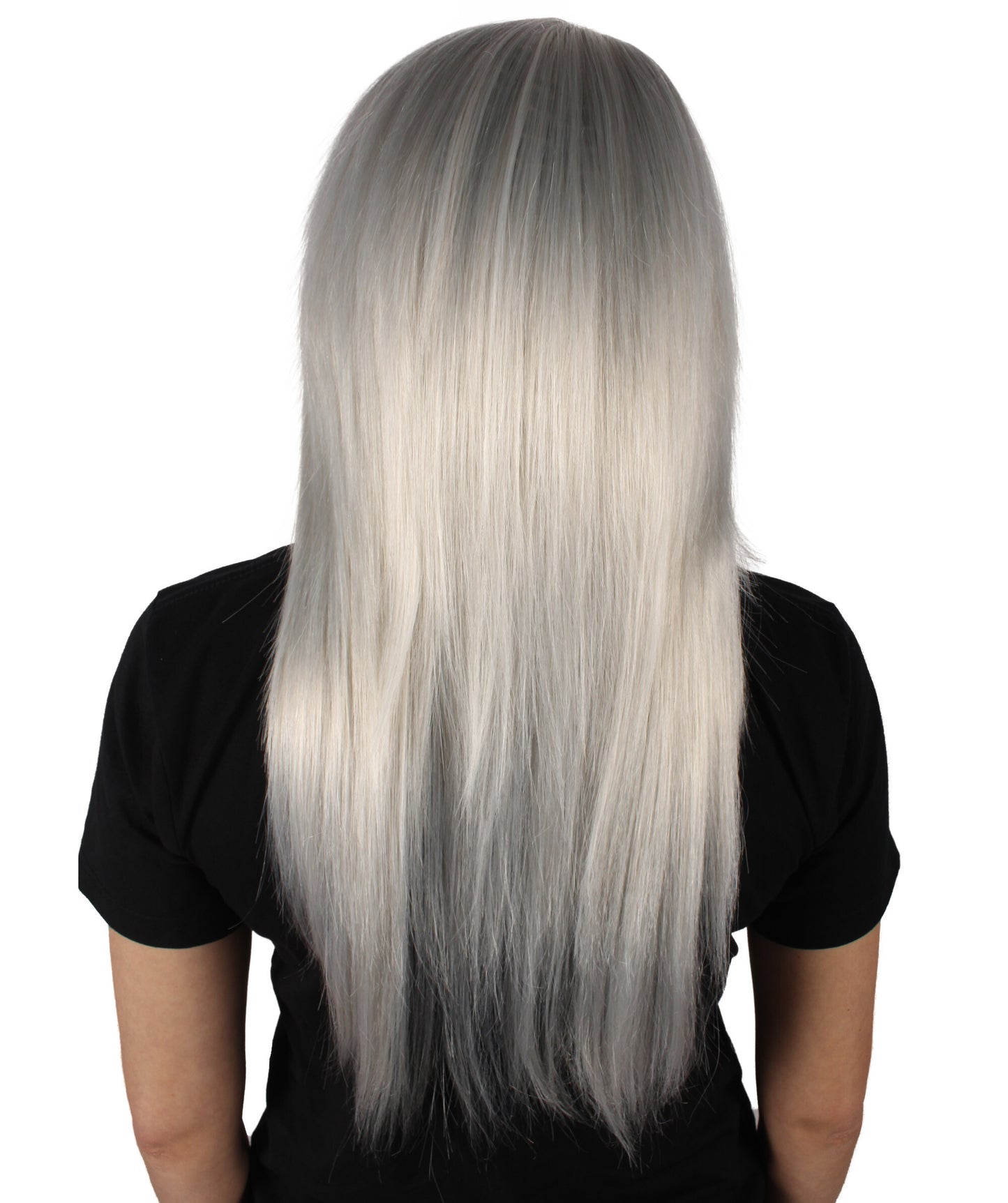HPO Women's Grey Straight Wig | Flame-retardant Synthetic Fiber | Standard  Wig Cap