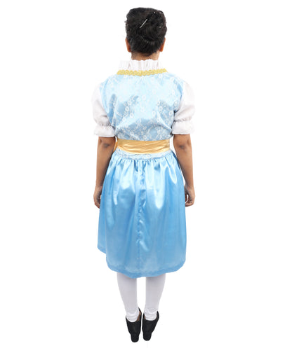 HPO Women’s Blue Traditional German Oktoberfest Costume – Authentic Dirndl Dress