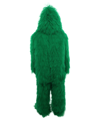 HPO Unisex Green Animal Fur Monster Costume Bundle – 75 Inch Full Outfit with Head Mask & Body Suit | Plush Mascot Style Costume for Halloween and Cosplay