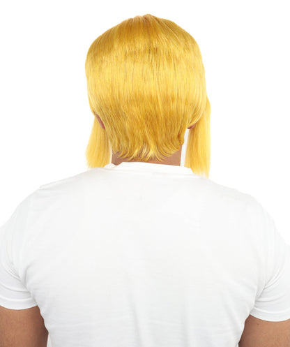 HPO Men's Fantasy Hero Wig | Short Yellow & Blonde Layered Hairstyle with Side Bangs | Synthetic Wig for Cosplay, Roleplay, Halloween & Stage