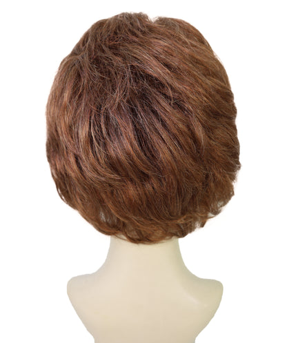 HPO Women's Synthetic Full Brown Wig – Medium Bounce Curl Bob Style for Parties, and Themed Events