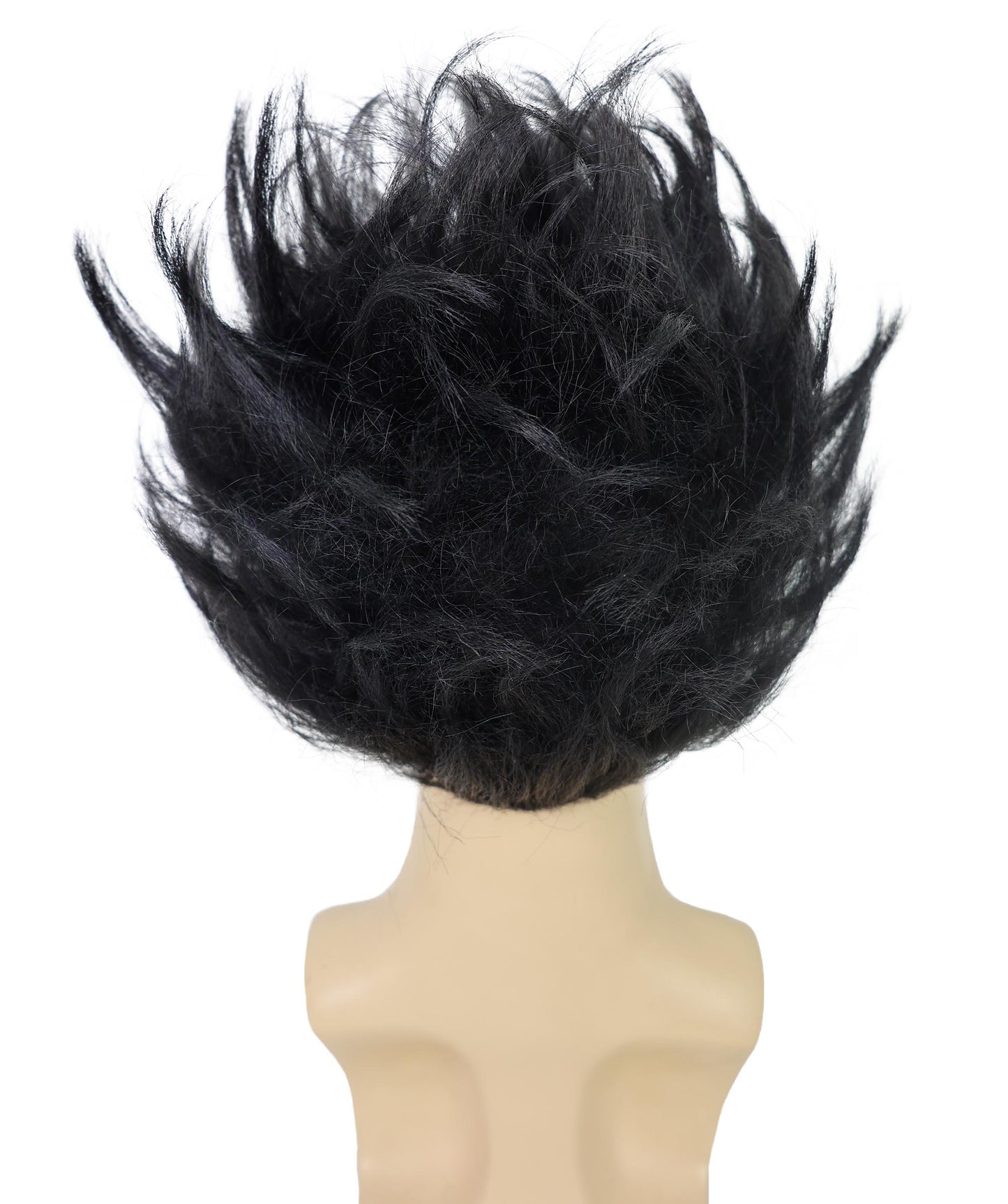 HPO Men’s Black Spiky Short Anime Wig | Synthetic Fiber Hairpiece with Breathable Capless Cap | Ideal for Halloween, Comic Cons & Cosplay Party Costumes