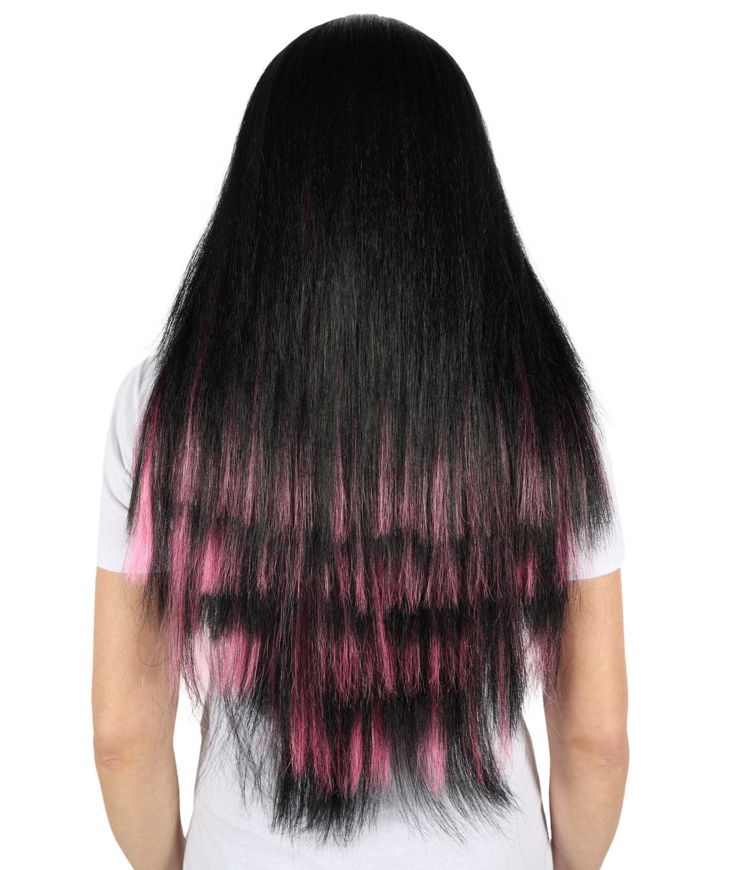 HPO Women's Hot Sell Fashion Long Black & Pink Mix Straight Hair Wigs | Stylish & Trendy Wig for Daily Wear, Parties Cosplay |Comfortable & Lightweight