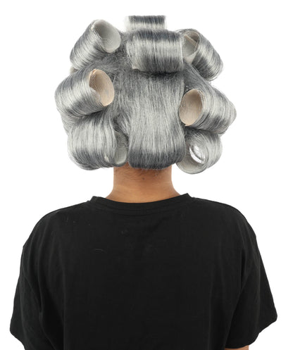 HPO Adult Women's Retro Roller Set Pink Wig | Multiple Color Options, create of synthetic fiber, large cylindrical curler texture, capless cap | Party, Halloween, theater, drag, performance, costume events