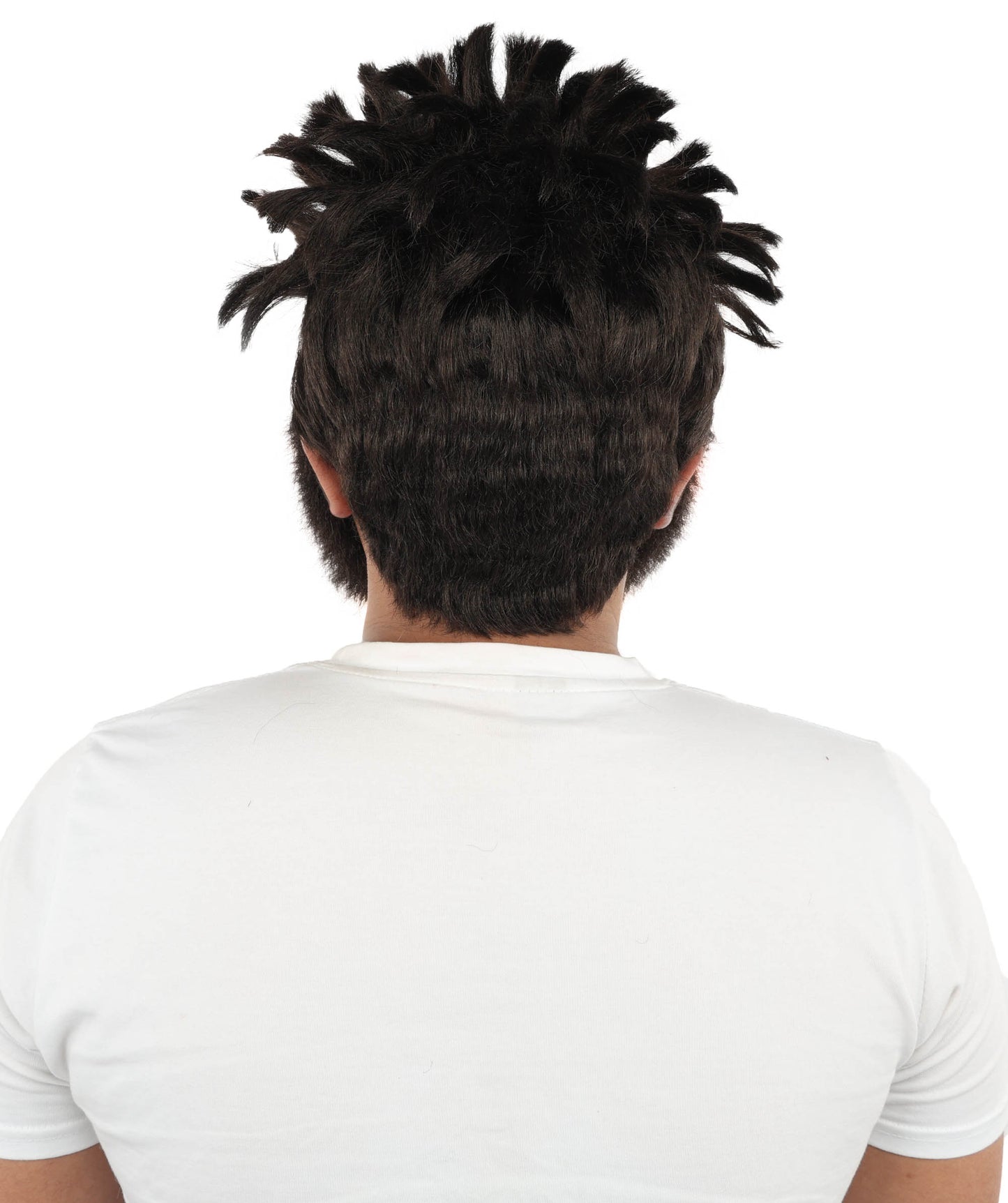 HPO Men’s Animated Genius Spiky Wig Beard & Mustache Set  – Wild Mad Scientist Pointed Beard & Curled Mustache Combo | Ideal for Animated Cosplay, Halloween Parties & Events