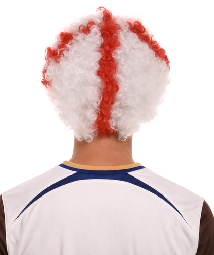 England Sport Afro Fun Wig | Red White Jumbo Wig