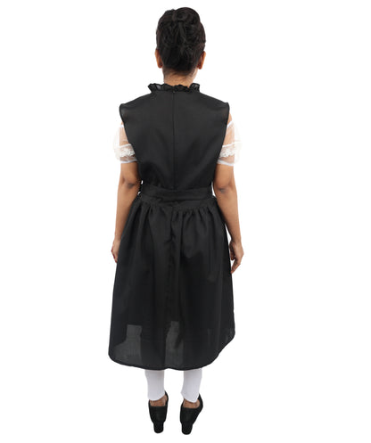 HPO Women’s Black & White 3-Piece Oktoberfest Dirndl Dress Costume – Traditional German Outfit