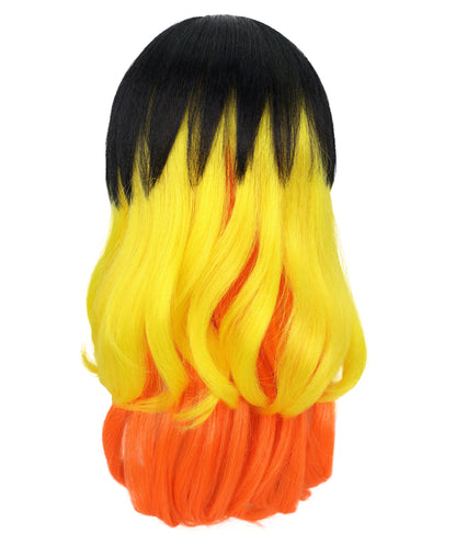 Women’s Multicolor Wig | Long Wavy Halloween & Carnival Costume Hair | Ideal for Halloween | Breathable Capless Cap