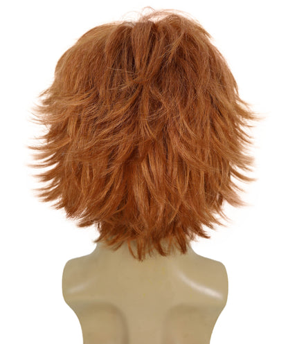 HPO Adult Men’s Long Fringed Strawberry Blonde Wig | Layered Shag Style with Frayed Bangs, Parties & Themed Events