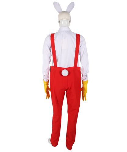 HPO Men's Animated Fictional Rabbit Overalls Costume Set | Suitable for Halloween | Flame-retardant Synthetic Fabric