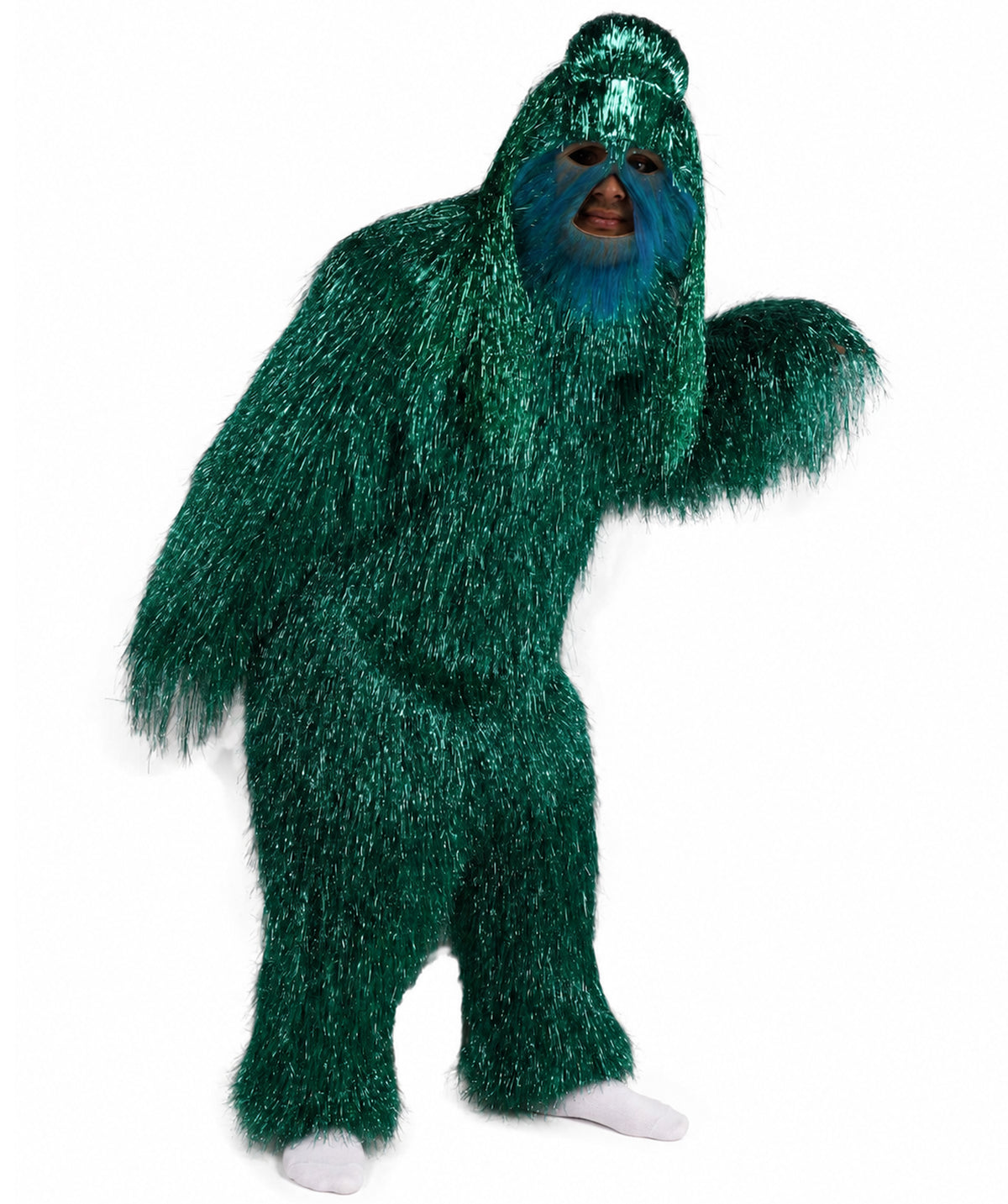 HPO UnisexTinsel Hairy Costume, Bundle & Mask Set | Full-Body Suit & Matching Mask | Long Hair Funny Costume for Halloween, Performers, Cosplay & Mascots | Multicolor Options