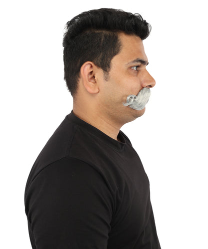 HPO Men’s Brown Curled Handlebar Mustache – Vintage Style Fake Facial Hair for Retro Characters | Ideal for Halloween, Cosplay and Themed Parties