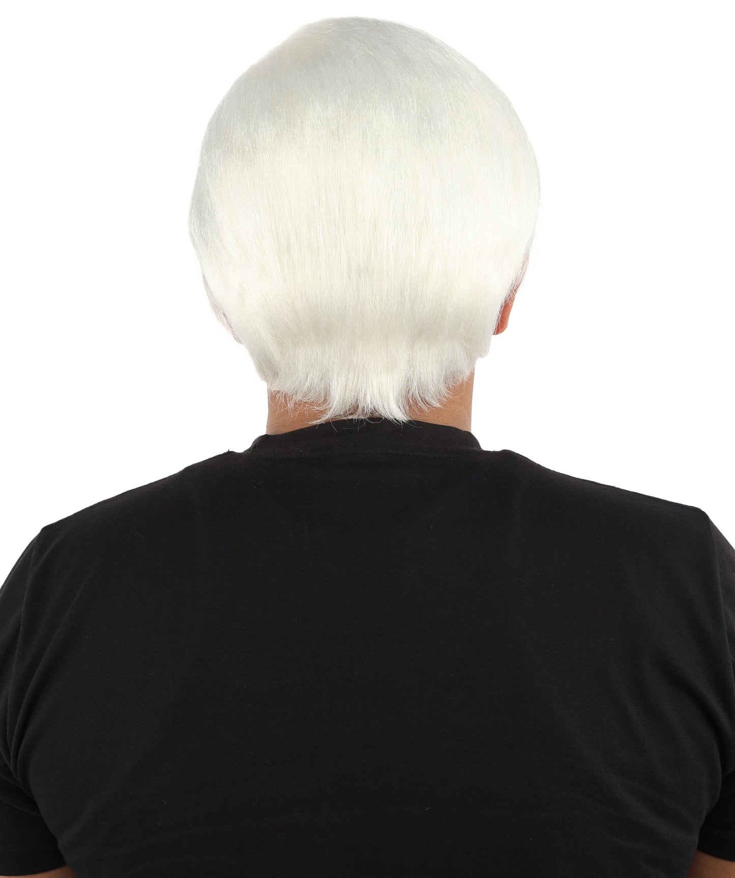 HPO Adult Men's Short Black Side Swept Wig | Thick Layered Bangs with Natural Texture,  Adjustable Cap | Halloween, Themed Party, Stage Performance & Roleplay