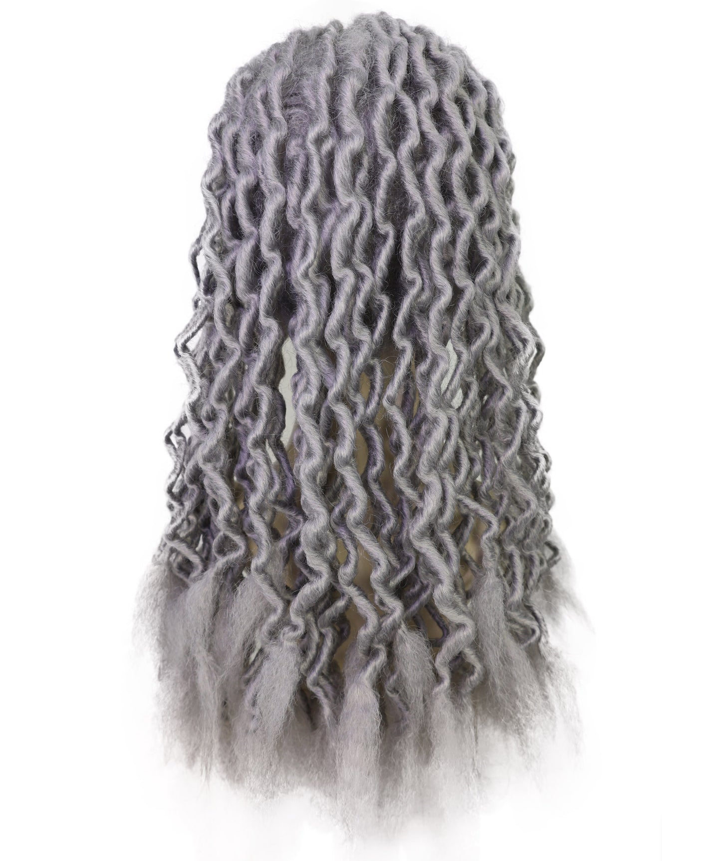 Unisex Gray Crinkle Dreads Wig | Synthetic Hair for Halloween & Costume Parties | Breathable Capless Cap