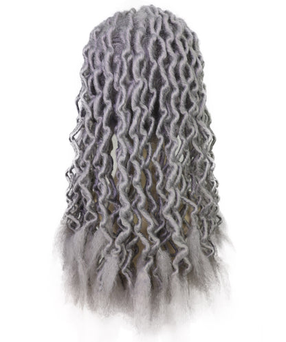 Unisex Gray Crinkle Dreads Wig | Synthetic Hair for Halloween & Costume Parties | Breathable Capless Cap