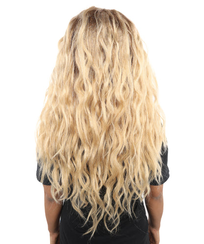 HPO Women's Long Light Brown Crimped Wig | Synthetic Hairstyle for Cosplay, Festivals, Stage Shows,  Parties & Photoshoots