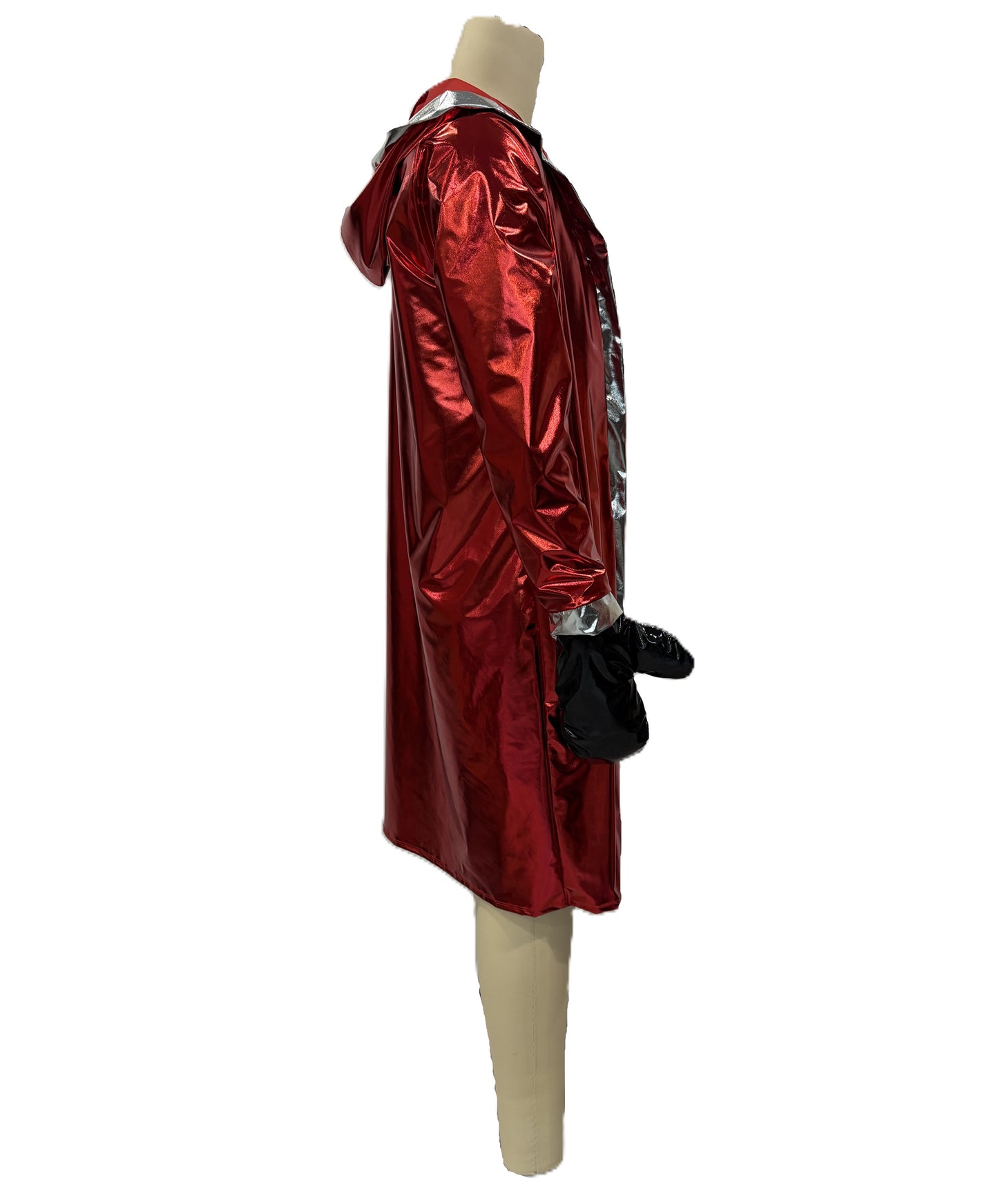 HPO Men's Athletic Boxer Costume | Shimmering Hooded Robe Coat Drawstring Shorts Padded Punching Gloves | Halloween Cosplay Theater Drag Performance Costume Events