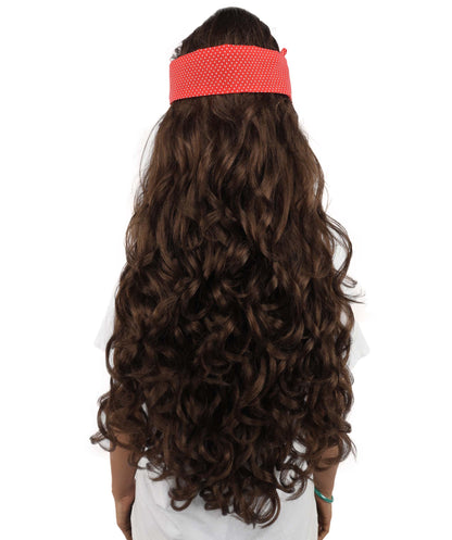 HPO Women’s Retro Beehive Wig with Red Bow | Multicolor Options | Extra Long Wavy Fancy Dress Accessory | Fancy Dress Accessory | Celebrity-Inspired Hair for Halloween, Cosplay & Music Tribute Parties