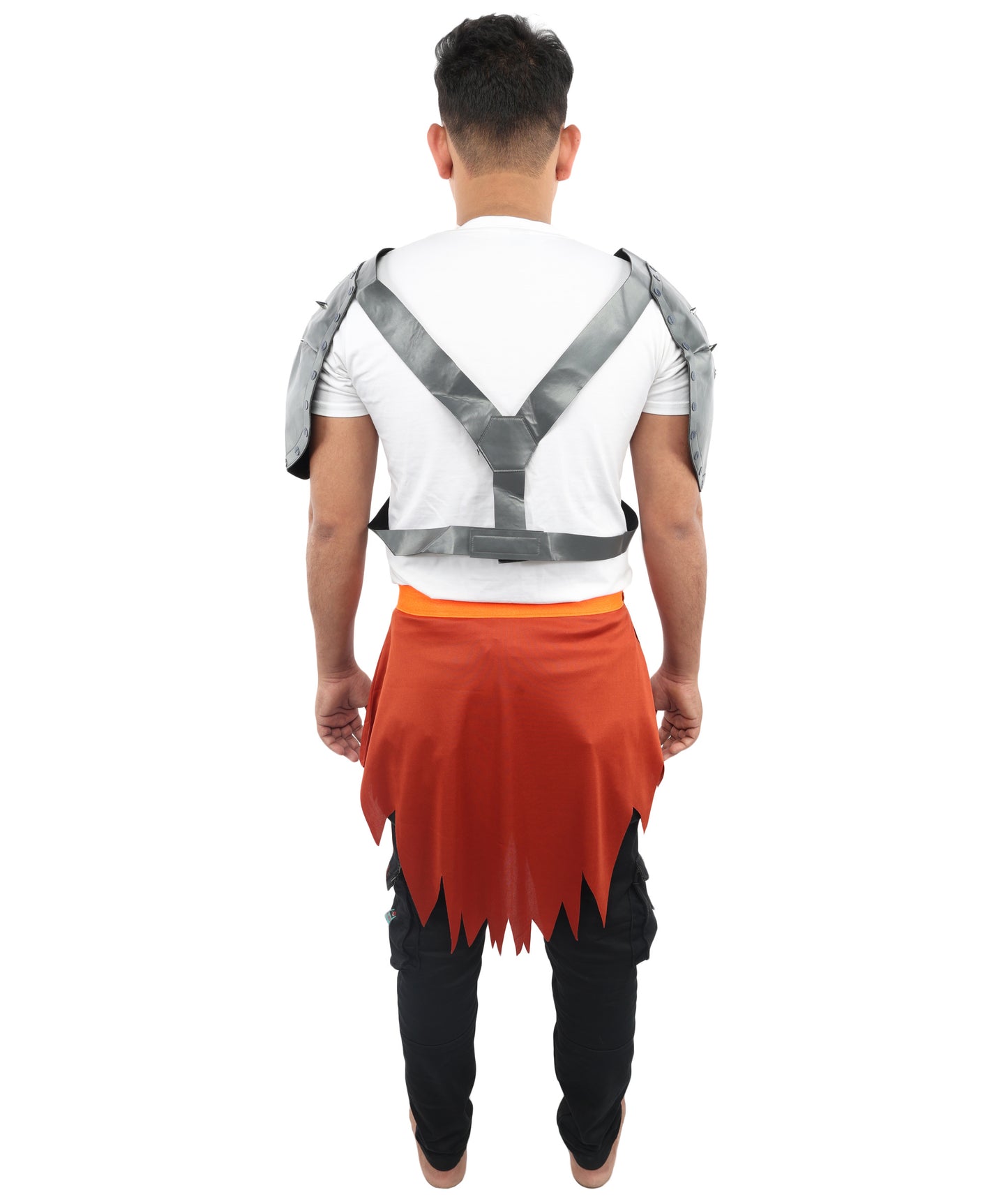 HPO Men's Tribal Warrior Costume – Grey Top & Brown Skirt | Fantasy Battle Outfit for Halloween, Cosplay, Parties
