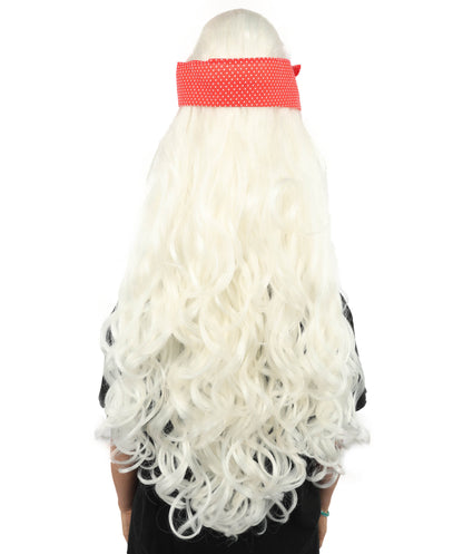 HPO Women’s Retro Beehive Wig with Red Bow | Multicolor Options | Extra Long Wavy Fancy Dress Accessory | Fancy Dress Accessory | Celebrity-Inspired Hair for Halloween, Cosplay & Music Tribute Parties