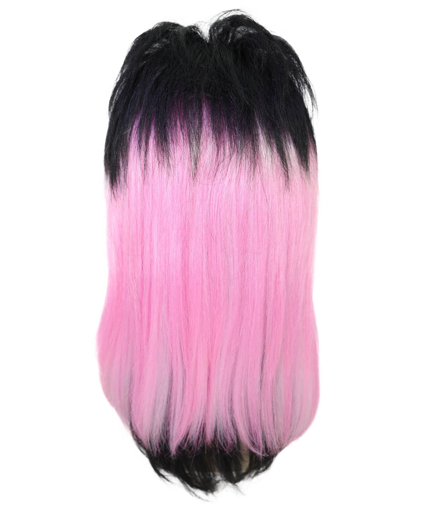 HPO Adult Women’s  80’s Rock Star Wig | Black & Pink Layered Hair for Halloween & Themed Parties| Breathable Capless Cap