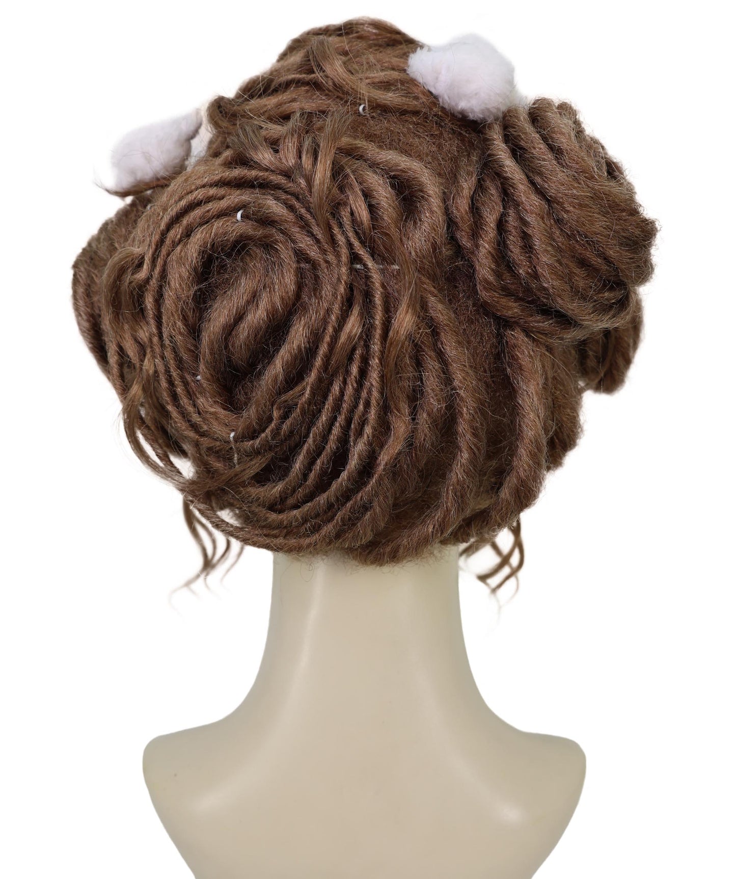 HPO Adult Women’s Faux Locs Brown Wig with Cute Plush Hair Clips | Synthetic Dreadlock Style Wig | Ideal for Fashion, and Party Wear
