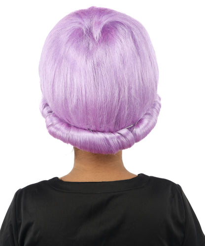 HPO Women's Voluminous Golden Blonde Grandma Wig | Medium Puffy Afro Style with Silver Texture, Synthetic Fiber & Adjustable Fit | Halloween, 100th Day of School, Theater & Funny Costume