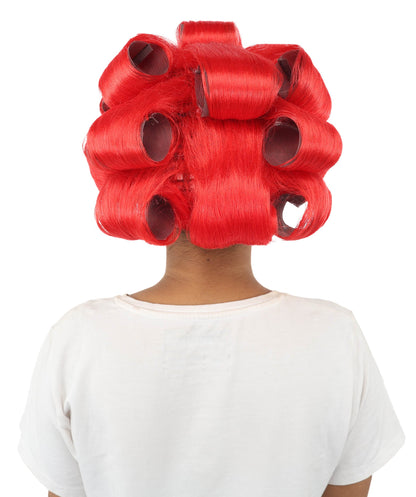 HPO Adult Women's Retro Roller Set Pink Wig | Multiple Color Options, create of synthetic fiber, large cylindrical curler texture, capless cap | Party, Halloween, theater, drag, performance, costume events