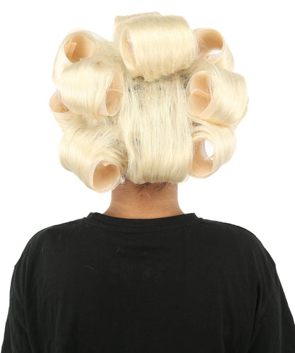 HPO Adult Women's Retro Roller Set Pink Wig | Multiple Color Options, create of synthetic fiber, large cylindrical curler texture, capless cap | Party, Halloween, theater, drag, performance, costume events