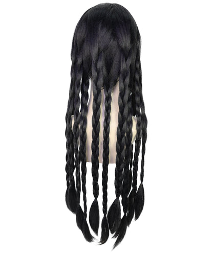 Women’s Long Black Braided Wig  | Ideal for Halloween | Breathable Capless Cap
