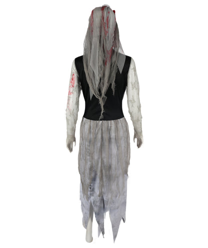 HPO Adult Women’s Corpse Bride Costume | Tattered Wedding Dress, Veil & Gothic Accessories | Haunted Bridal Look for Halloween Themed Events