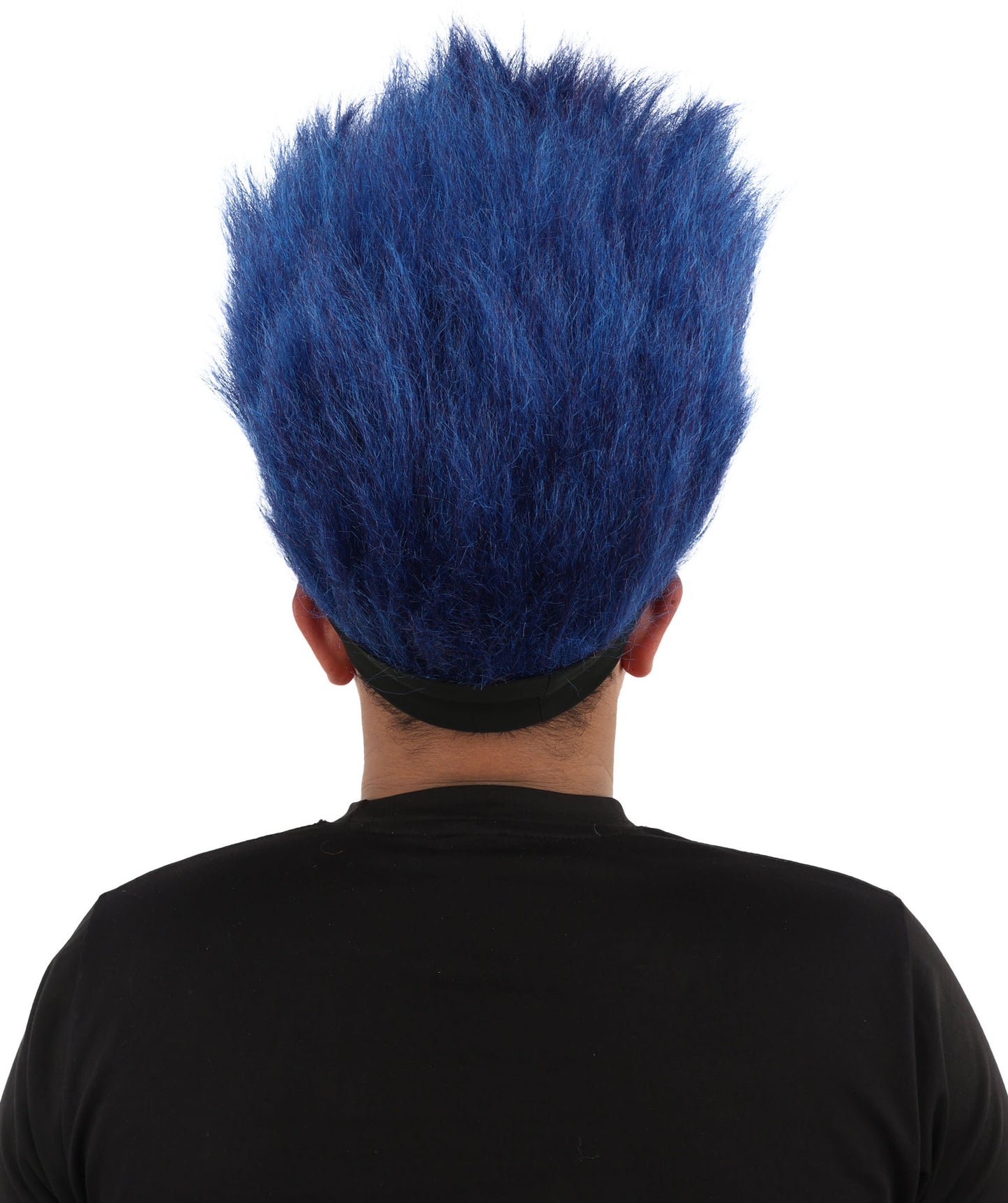 HPO Men's Red and Blue Mohawk Wig | Tall Spiky Texture Flame-retardant Synthetic Fiber Headband Design | Halloween Themed Party Championship Parade Accessory