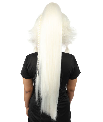 HPO Adult Women's Alien Nature Spirit Hair | Multiple Color Options | Soft Textured Bob with Beaded Braids, Heat Resistant Synthetic Fiber & Breathable Mesh | Halloween, Fantasy Roleplay, Themed Party, Theater & Carnival