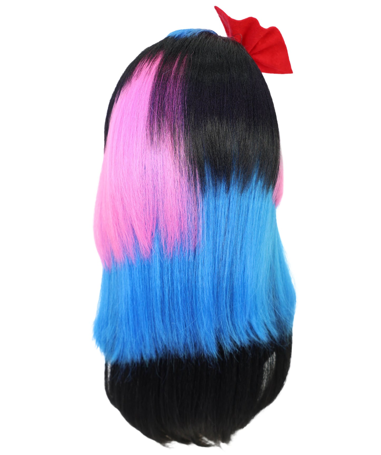 HPO Adult Women’s Elegant Long Multicolor Wig with Highlights and Curtain Bangs | Natural Straight Style | Ideal for Halloween | Breathable Capless Cap