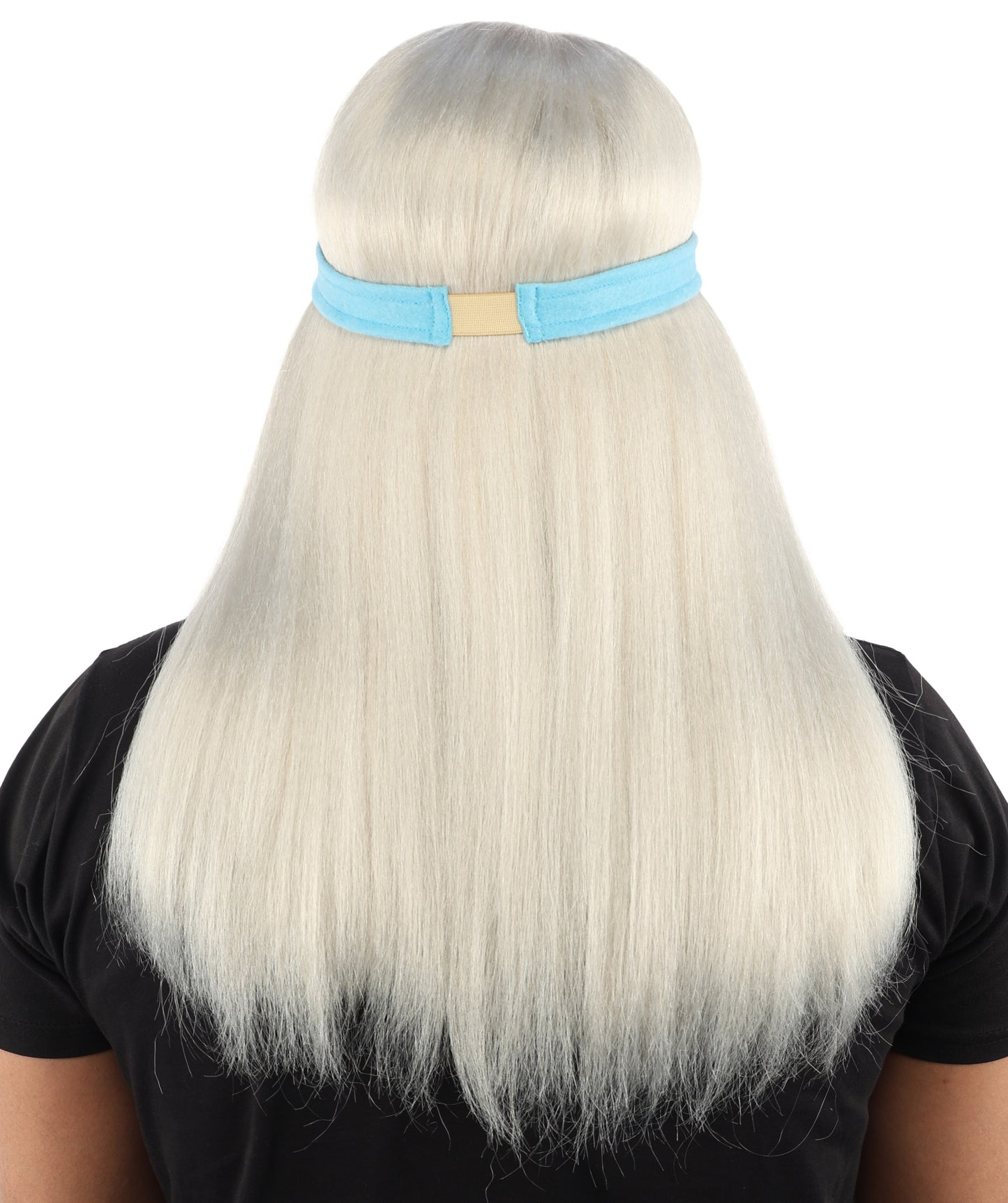 HPO Men's Long Auburn Wig with Headband | Straight Reddish Texture with Blunt Bangs & Included Teal Band, Heat Resistant Fiber | Halloween, Troll Roleplay, Fantasy Party, Carnival & Theater