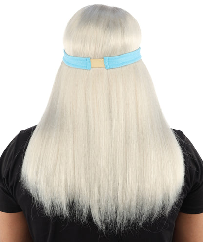 HPO Men's Long Auburn Wig with Headband | Straight Reddish Texture with Blunt Bangs & Included Teal Band, Heat Resistant Fiber | Halloween, Troll Roleplay, Fantasy Party, Carnival & Theater